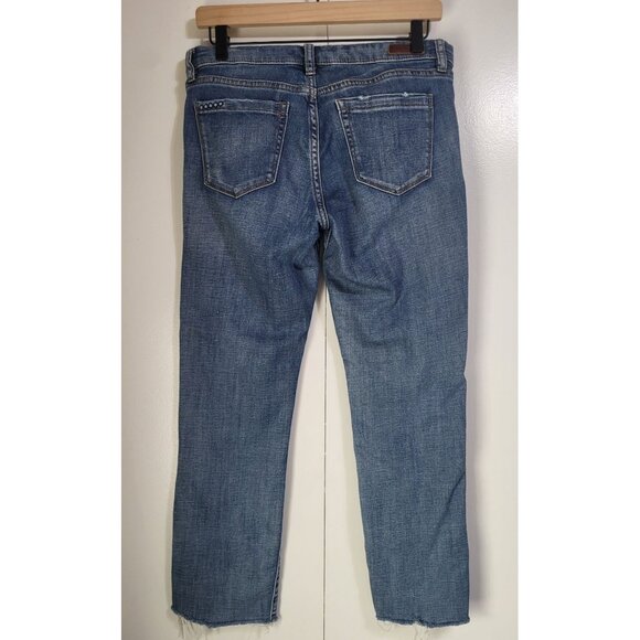 BLANK NYC Shadow Seam Distressed Two-Tone Blue Skinny Jeans Womens SZ 28 Cropped - Picture 3 of 14